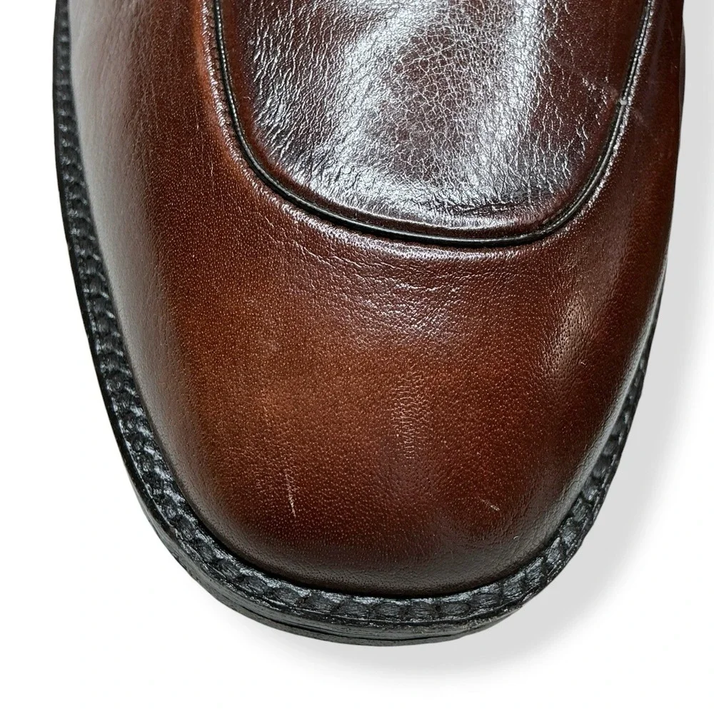 Freeman Free Flex Shoes Men 15 C Brown Leather Moc Apron Toe Lace Dress Narrow